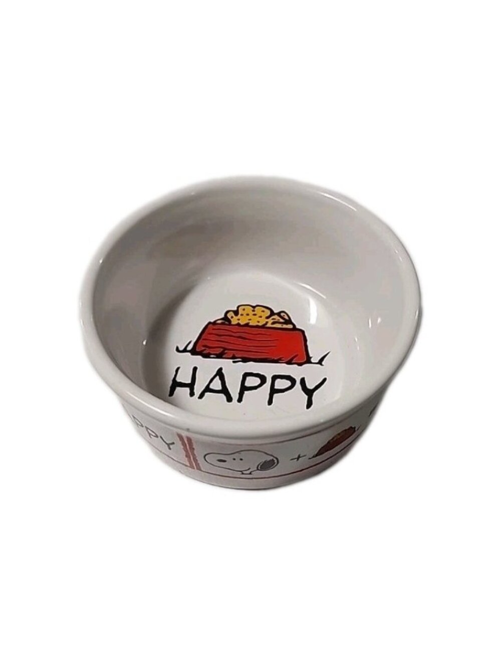 Peanuts Snoopy Ceramic Dog Bowl Happy Food Dish 4.5in Gibson